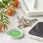 Porte-clés élégant monogramme chevron vert zigzag tendance (Côté)
