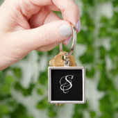 Porte-clés Élégant monogramme de script DIY tendance/Noir (main)