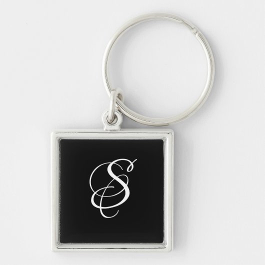 Porte-clés Élégant monogramme de script DIY tendance/Noir (Devant)