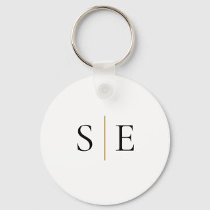 Porte-clés Élégant Monogramme d'or noir minimaliste