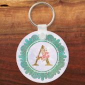 Porte-clés Élégant Monogramme Lettres initiales avec Mandala (Recto)