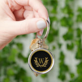 Porte-clés Élégant Monogramme Moderne Chic Or Noir (main)