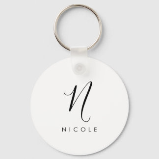 Porte-clés Élégant Monogramme noir et blanc