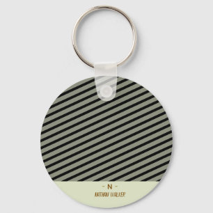 Porte-clés Élégant Monogramme Or & Gris I Minimaliste Élégant
