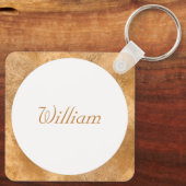 Porte-clés Élégant Monogramme personnalisé blanc et or (Verso)