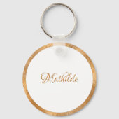 Porte-clés Élégant Monogramme personnalisé blanc et or (Verso)