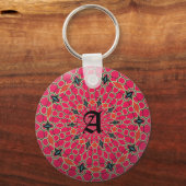 Porte-clés Elégant Monogramme rose foncé Cercle de mosaïque (Recto)