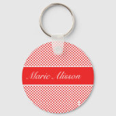 Porte-clés Élégant monogrammé rouge Pois motif blanc (Recto)