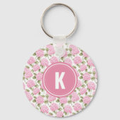 Porte-clés Élégant Motif de fleurs d'hydragea rose (Recto)
