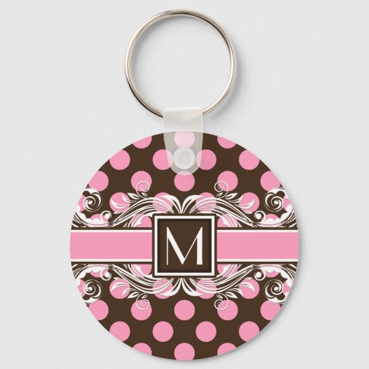 Porte-clés Élégant Motif de points géométriques monogrammes (Recto)
