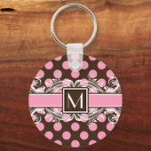 Porte-clés Élégant Motif de points géométriques monogrammes (Recto)