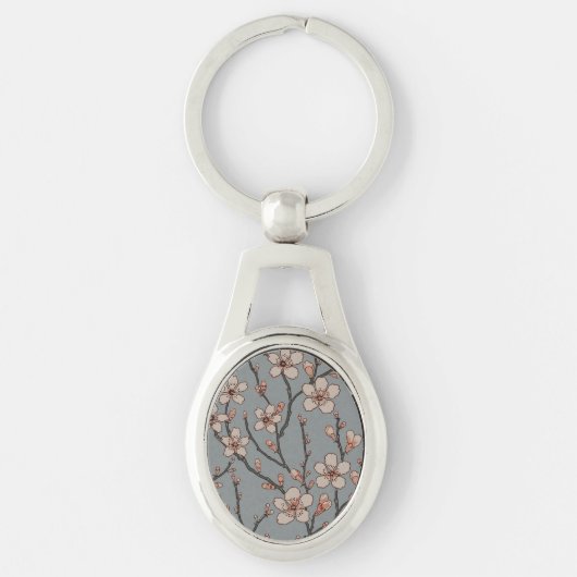 Porte-clés Élégant Motif Fleur rose Douce Fleur Fleur de Ceri (Devant)