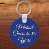 Porte-clés Elegant Navy Blue 80th Birthday Keychain (Recto)