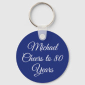 Porte-clés Elegant Navy Blue 80th Birthday Keychain (Verso)