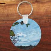 Porte-clés Élégant Noël Holly, ciel bleu (Recto)