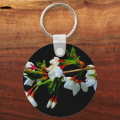 Porte-clés Élégant noir blanc fleuri blanc Blossom (Recto)