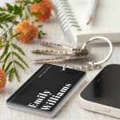 Porte-clés Élégant noir et blanc minimal (Devant droit)