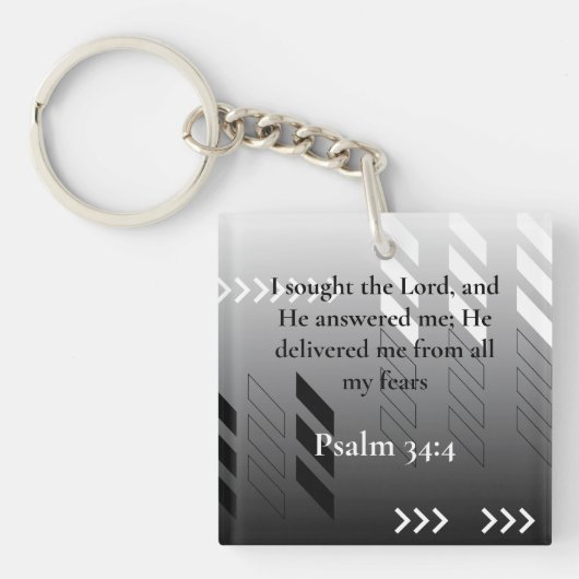 Porte-clés Élégant Noir et Gris Abstrait Bible Verse Art (Devant)