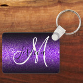 Porte-clés Élégant noir Ombre Violet Faux Parties scintillant (Recto)