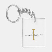 Porte-clés Élégant Nom de Script Monogramme Moderne (Devant gauche)