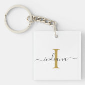 Porte-clés Élégant Nom de Script Monogramme Moderne (Devant)
