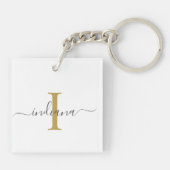 Porte-clés Élégant Nom de Script Monogramme Moderne (Dos)