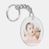 Porte-clés Elégant nouveau bébé fille Date de naissance Photo (Devant gauche)