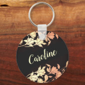 Porte-clés Elégant or floral Tulip Fleurs doré noir (Recto)