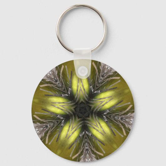 Porte-clés Élégant or Silver Kaleidoscope Star de Noël (Recto)