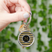 Porte-clés Élégant Parties scintillant or rayures Monogramme (main)