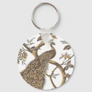 Porte-clés Elégant Peacock Sur Porte - clé Blanc