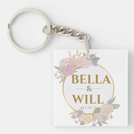 Porte-clés Elegant Peony Lily Mariage Rose (Devant)