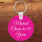 Porte-clés Elegant Pink 90th Birthday Keychain (Recto)