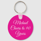 Porte-clés Elegant Pink 90th Birthday Keychain (Verso)