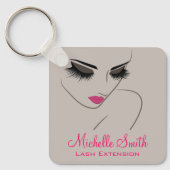 Porte-clés Elegant Pink Grey Lash Extension Beauty Salon QR (Recto)