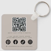 Porte-clés Elegant Pink Grey Lash Extension Beauty Salon QR (Dos)