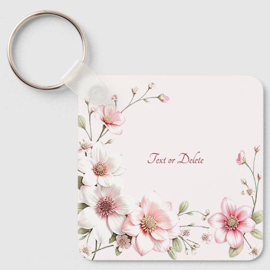 Porte-clés Elegant Pink White Floral Keychain (Recto)