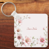Porte-clés Elegant Pink White Floral Keychain (Recto)
