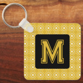 Porte-clés Elégant Porte - clé jaune avec Monogramme (Recto)