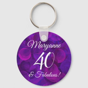Porte-clés Elégant Purple 40 & Fabuleux fête d'anniversaire F