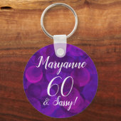 Porte-clés Elegant Purple 60 et Sassy Anniversaire Nom (Recto)
