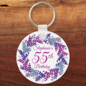 Porte-clés Elegant Purple Wreath 55th Birthday (Recto)