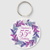 Porte-clés Elegant Purple Wreath 55th Birthday (Verso)