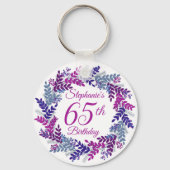 Porte-clés Elegant Purple Wreath 65th Birthday (Recto)