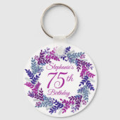 Porte-clés Elegant Purple Wreath 75th Birthday (Recto)