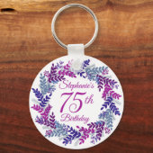Porte-clés Elegant Purple Wreath 75th Birthday (Recto)