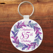 Porte-clés Elegant Purple Wreath 85th Birthday (Recto)