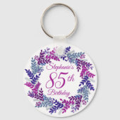 Porte-clés Elegant Purple Wreath 85th Birthday (Verso)