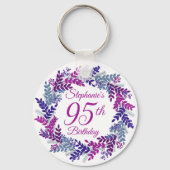 Porte-clés Elegant Purple Wreath 95th Birthday (Verso)