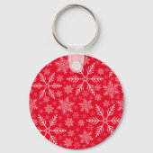 Porte-clés Elégant Red Aqua White Winter Snowflake (Recto)